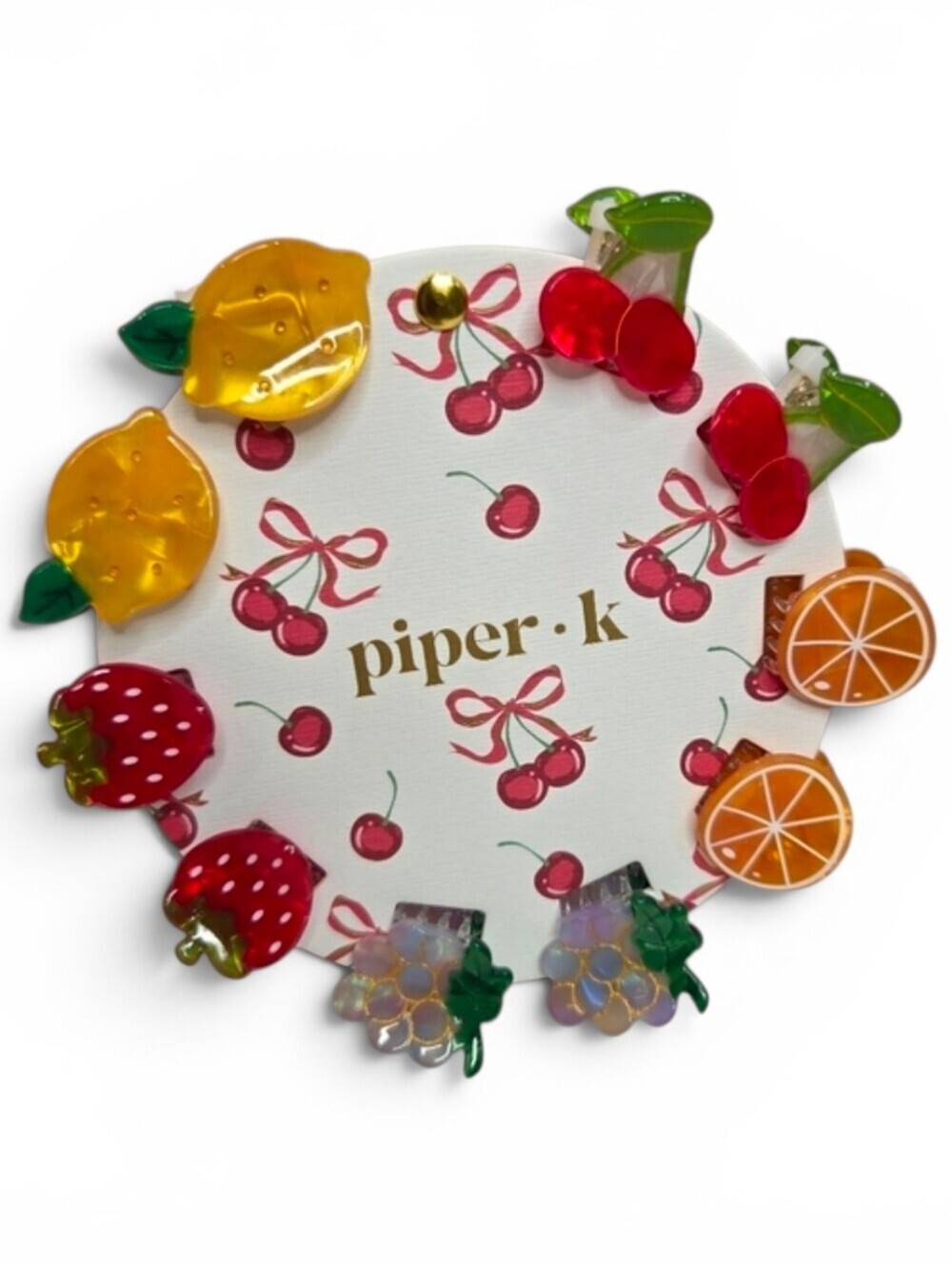 💕▪️Piper K ▪️ Fruit-Themed Mini Hair Clips Set - Multicolor Set Of 10